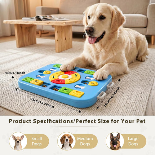 Interactive Dog Puzzle Toy - Treat Dispensing Enrichment Toy for All Breeds, Durable Non-Slip Design, Ideal for Brain Stimulation and Slow Feeding