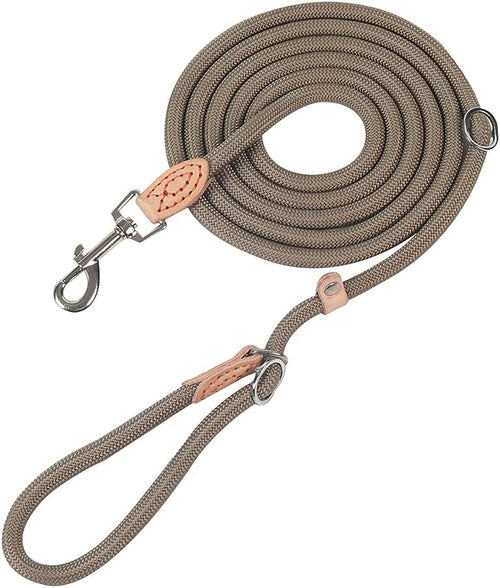 8.5 FT Strong Slip Lead Dog Leash Dog Training Leash Adjustable Stitched Pet Slip Leads with Slider Rope Leash (Khaki)